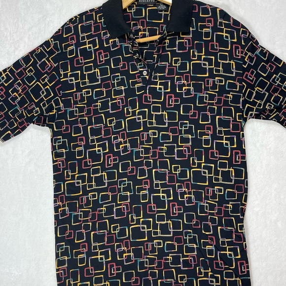 Riscatto Other - Old Skool Black Polo Shirt with Geometric Design